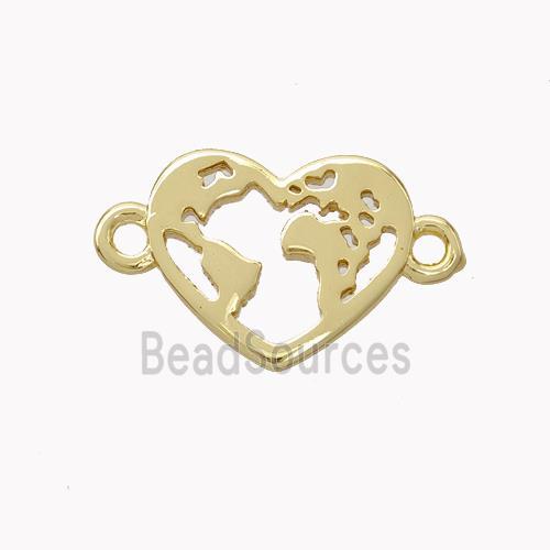 Copper Heart Connector Earthmap Gold Plated