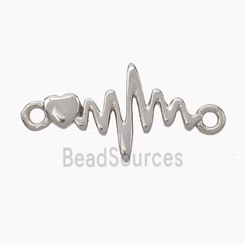 Cardiogram Charms Copper Connector Platinum Plated