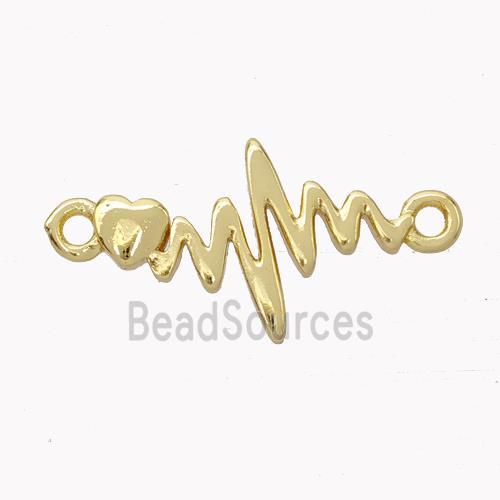 Cardiogram Charms Copper Connector Gold Plated