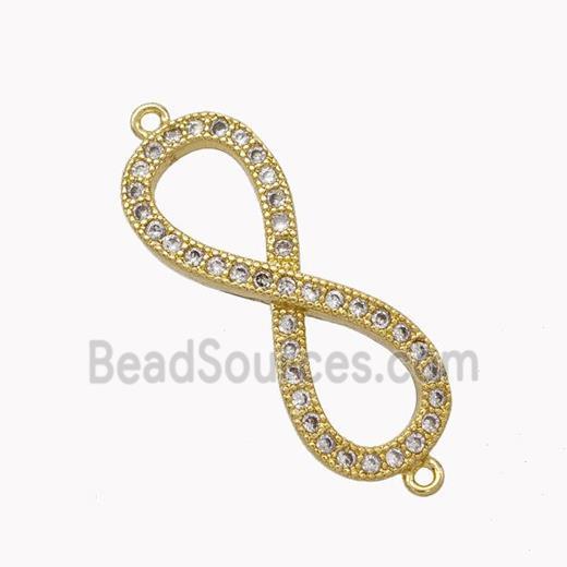 Copper Infinity Connector Micropave Zirconia Gold Plated