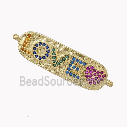 Copper LOVE Connector Micropave Zirconia Heart Gold Plated