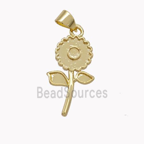 Copper Sunflower Pendant Gold Plated