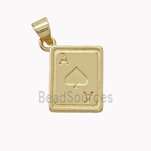 Poker Card Charms Copper Pendant Gold Plated