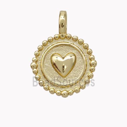 Copper Heart Pendant Circle Gold Plated