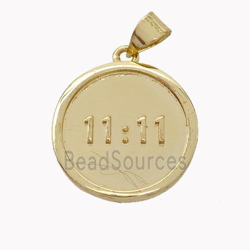 Double 11 Copper Circle Pendant Eleven Gold Plated