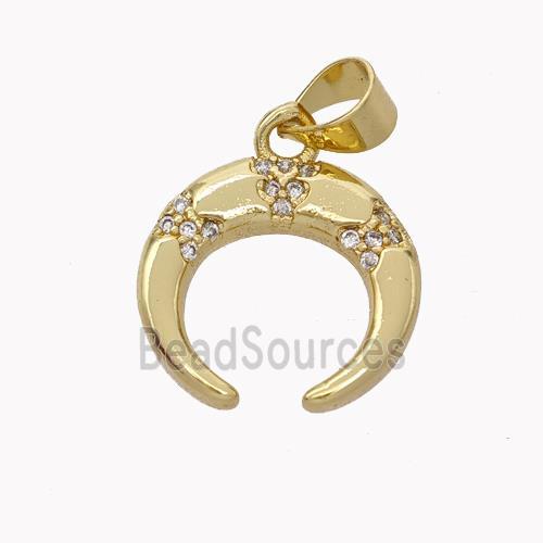 Copper Crescent Pendant Pave Zirconia Gold Plated