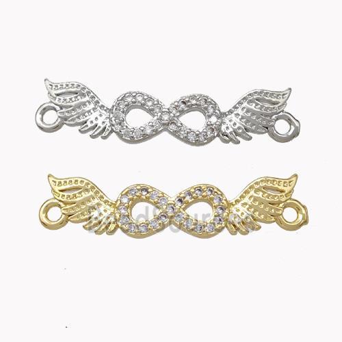 Copper Angelwings Connector Pave Zirconia Infinity Mixed