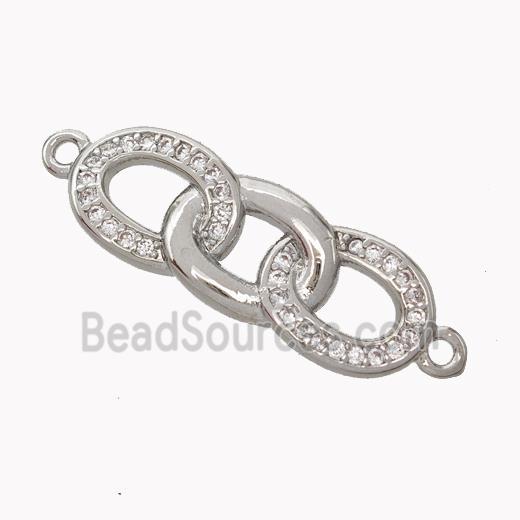 Copper Links Connector Micropave Zirconia Platinum Plated