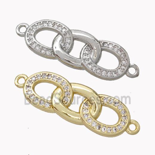 Copper Links Connector Micropave Zirconia Mixed