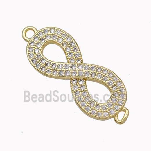 Copper Infinity Connector Micropave Zirconia Gold Plated