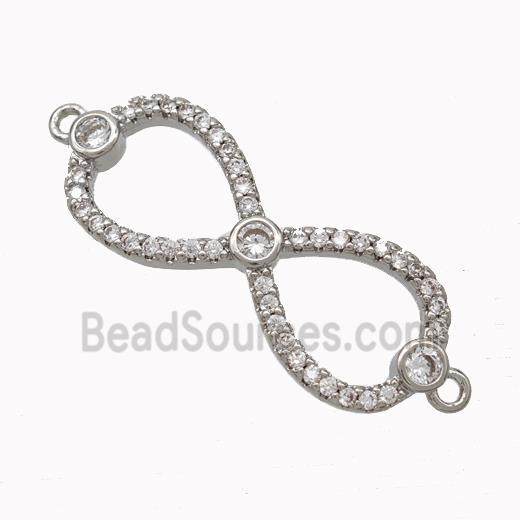 Copper Infinity Connector Micropave Zirconia Platinum Plated