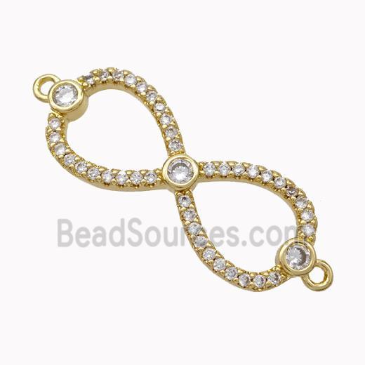 Copper Infinity Connector Micropave Zirconia Gold Plated