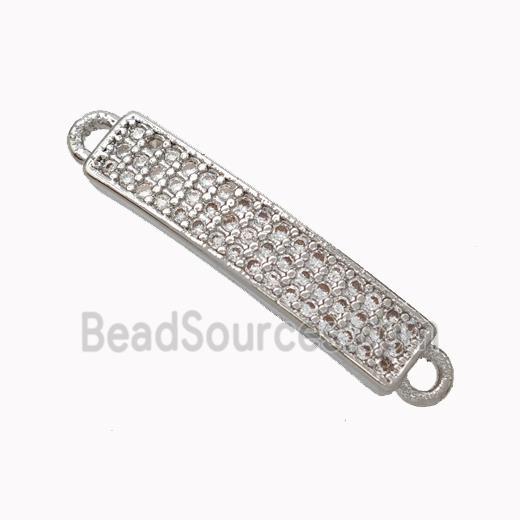 Copper Stick Connector Pave Zirconia Curving Platinum Plated