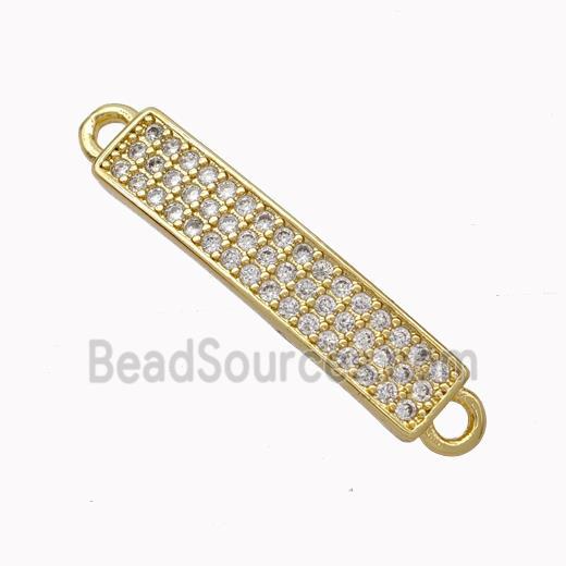 Copper Stick Connector Pave Zirconia Curving Gold Plated