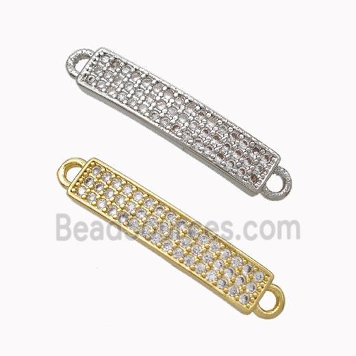 Copper Stick Connector Pave Zirconia Curving Mixed