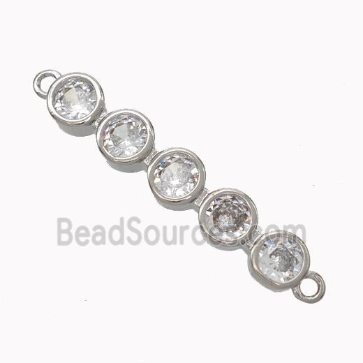 Copper Stick Connector Pave Zirconia Curving Platinum Plated