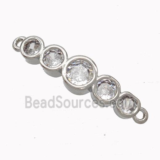 Copper Stick Connector Pave Zirconia Curving Platinum Plated