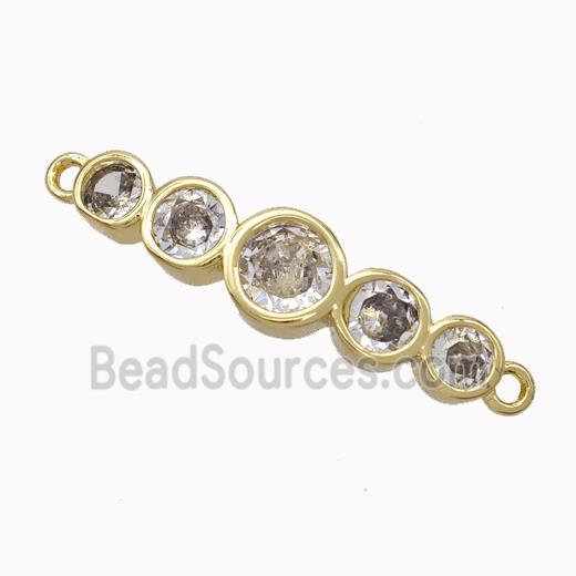 Copper Stick Connector Pave Zirconia Curving Gold Plated