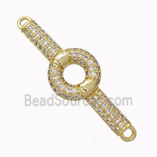 Wristwatch Charms Copper Connector Micropave Zirconia Curving Gold Plated