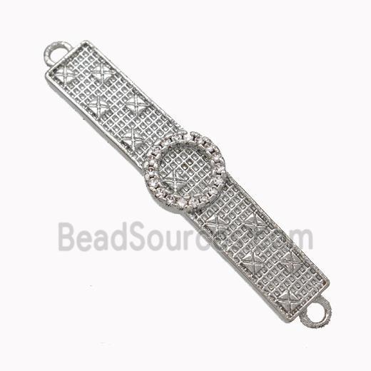 Wristwatch Charms Copper Connector Micropave Zirconia Curving Platinum Plated