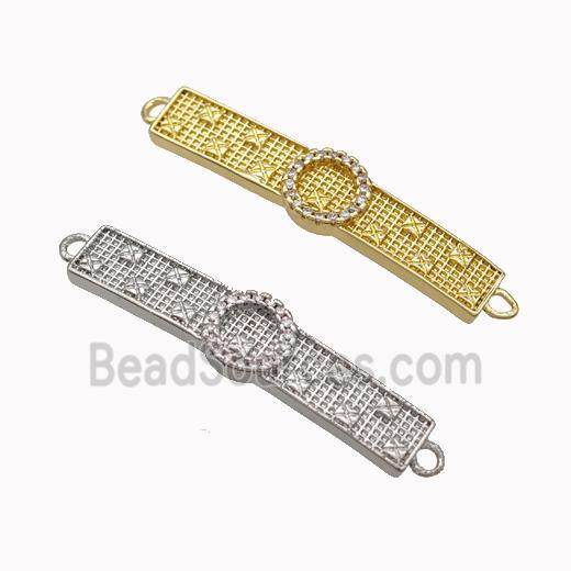 Wristwatch Charms Copper Connector Micropave Zirconia Curving Mixed