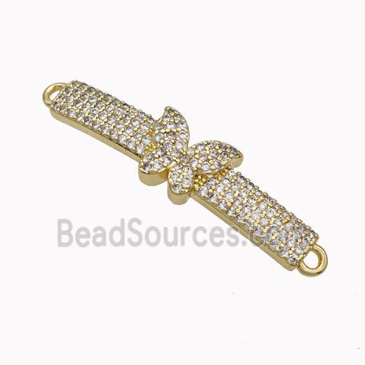 Wristwatch Charms Copper Connector Micropave Zirconia Butterfly Curving Gold Plated