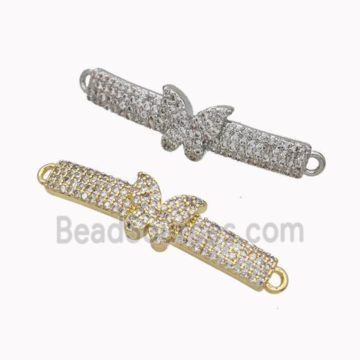 Wristwatch Charms Copper Connector Micropave Zirconia Butterfly Curving Mixed