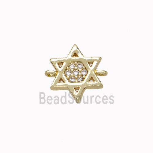 Copper Davidstar Connector Micropave Zirconia Gold Plated