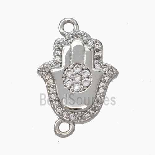 Copper Hamsahand Pendant Micropave Zirconia Platinum Plated