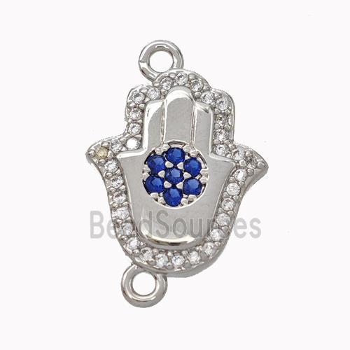 Copper Hamsahand Pendant Micropave Zirconia Platinum Plated