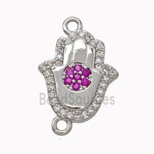 Copper Hamsahand Pendant Micropave Zirconia Platinum Plated