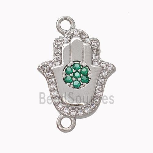 Copper Hamsahand Pendant Micropave Zirconia Platinum Plated