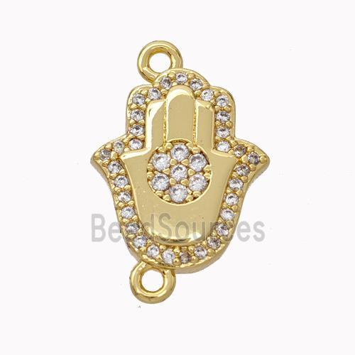 Copper Hamsahand Pendant Micropave Zirconia Gold Plated