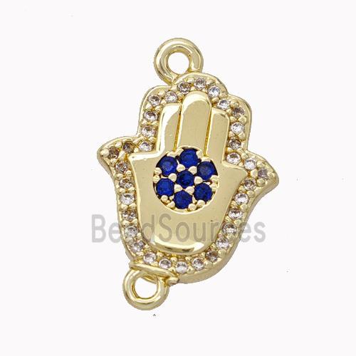 Copper Hamsahand Pendant Micropave Zirconia Gold Plated