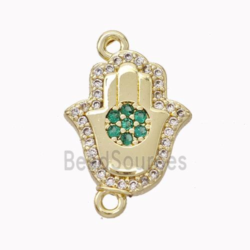 Copper Hamsahand Pendant Micropave Zirconia Gold Plated