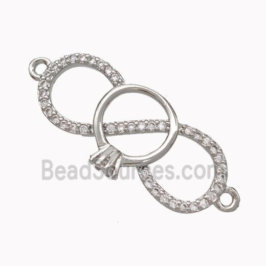 Copper Infinity Connector Micropave Zirconia Platinum Plated