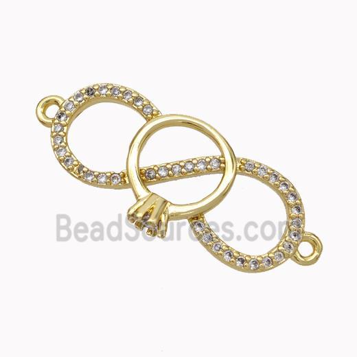 Copper Infinity Connector Micropave Zirconia Gold Plated