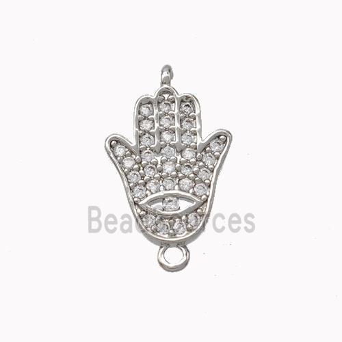 Copper Hamsahand Connector Micropave Zirconia Platinum Plated