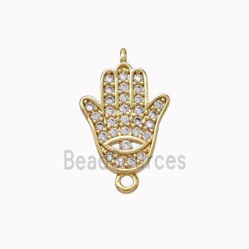 Copper Hamsahand Connector Micropave Zirconia Gold Plated