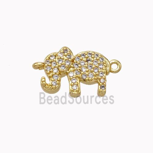 Copper Elephant Connector Micropave Zirconia Gold Plated