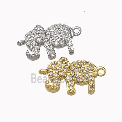 Copper Elephant Connector Micropave Zirconia Mixed