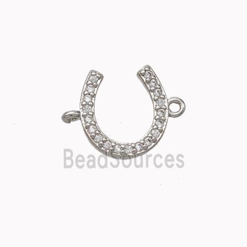 Copper Horseshoe Connector Micropave Zirconia Platinum Plated