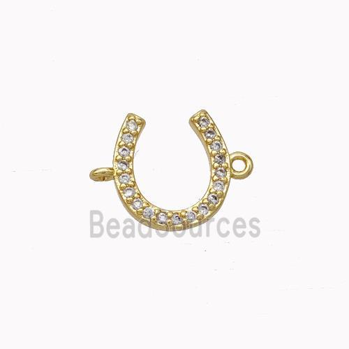 Copper Horseshoe Connector Micropave Zirconia Gold Plated