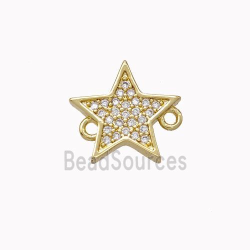 Copper Star Connector Micropave Zirconia Gold Plated