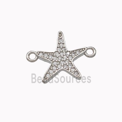 Copper Starfish Connector Micropave Zirconia Platinum Plated