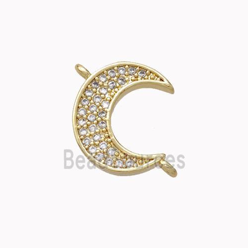 Copper Moon Connector Micropave Zirconia Gold Plated