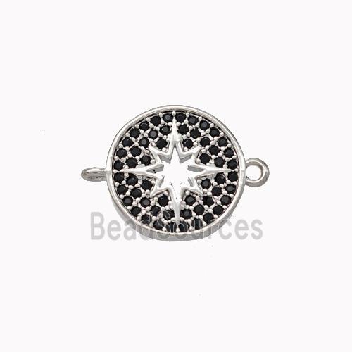 Copper Northstar Connector Micropave Zirconia Circle Platinum Plated