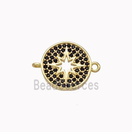 Copper Northstar Connector Micropave Zirconia Circle Gold Plated