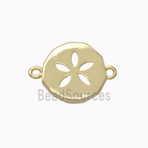 Copper Flower Connector Circle Gold Plated