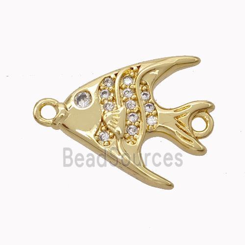 Copper Fish Connector Micropave Zirconia Gold Plated